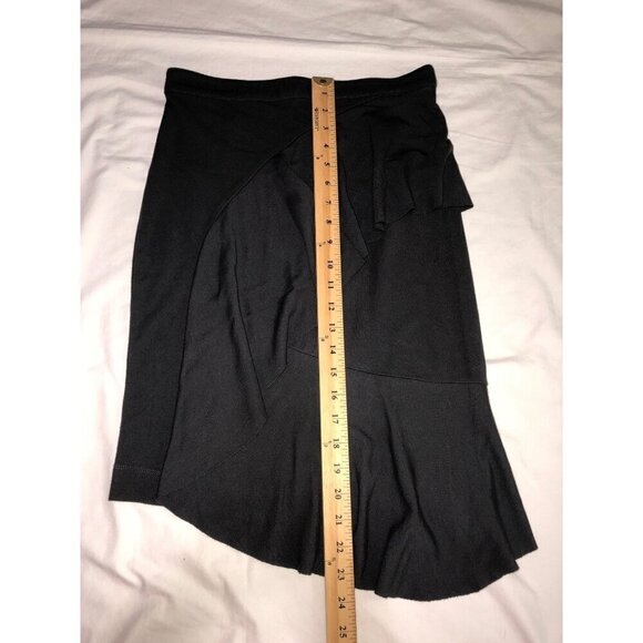 Bordeaux Skirt Size 4 Asymmetrical Gray Ruffle Stretch Raw Edges Back Zip Artsy - Picture 4 of 6